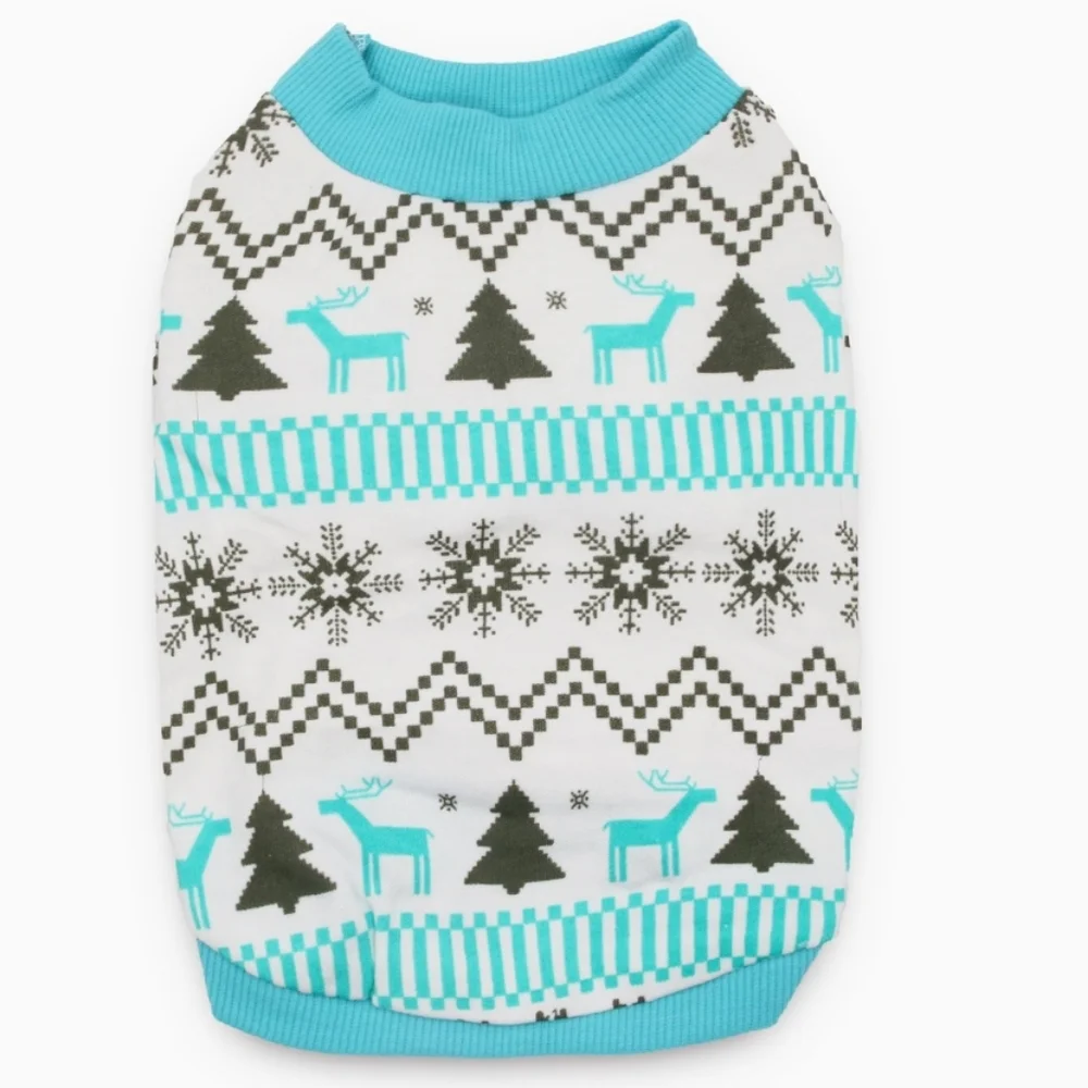 Blue White Dog Christmas Holiday Shirt Sz Small